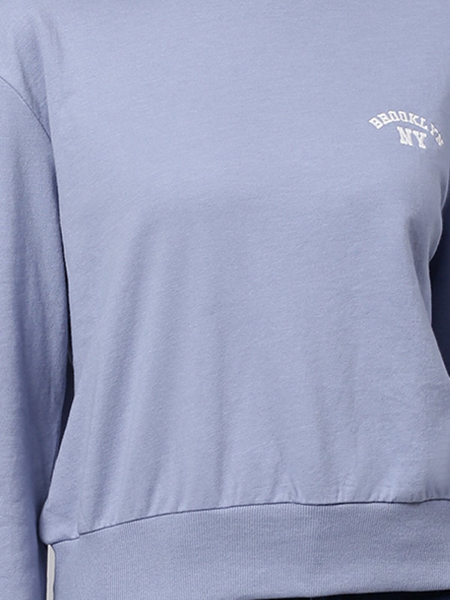 High Star Blue Cotton Graphic Print Sweatshirt