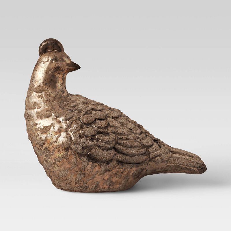 4.4" x 2.9" Decorative Stoneware Quail Figurine with Metallic Glaze Gold - Threshold™