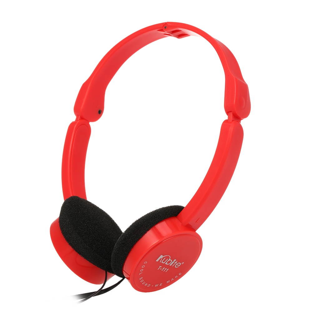 KUBITE T-111 3.5mm Wired Over-ear Headphones Foldable Sports Headset Portable Music Gaming Earphones w/ Microphone for Kids MP4 MP3 Smartphones Laptop Tablet PC