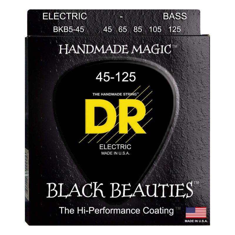 DR Black Beauties Extra-Life - Medium 5-String - Bass Guitar Strings