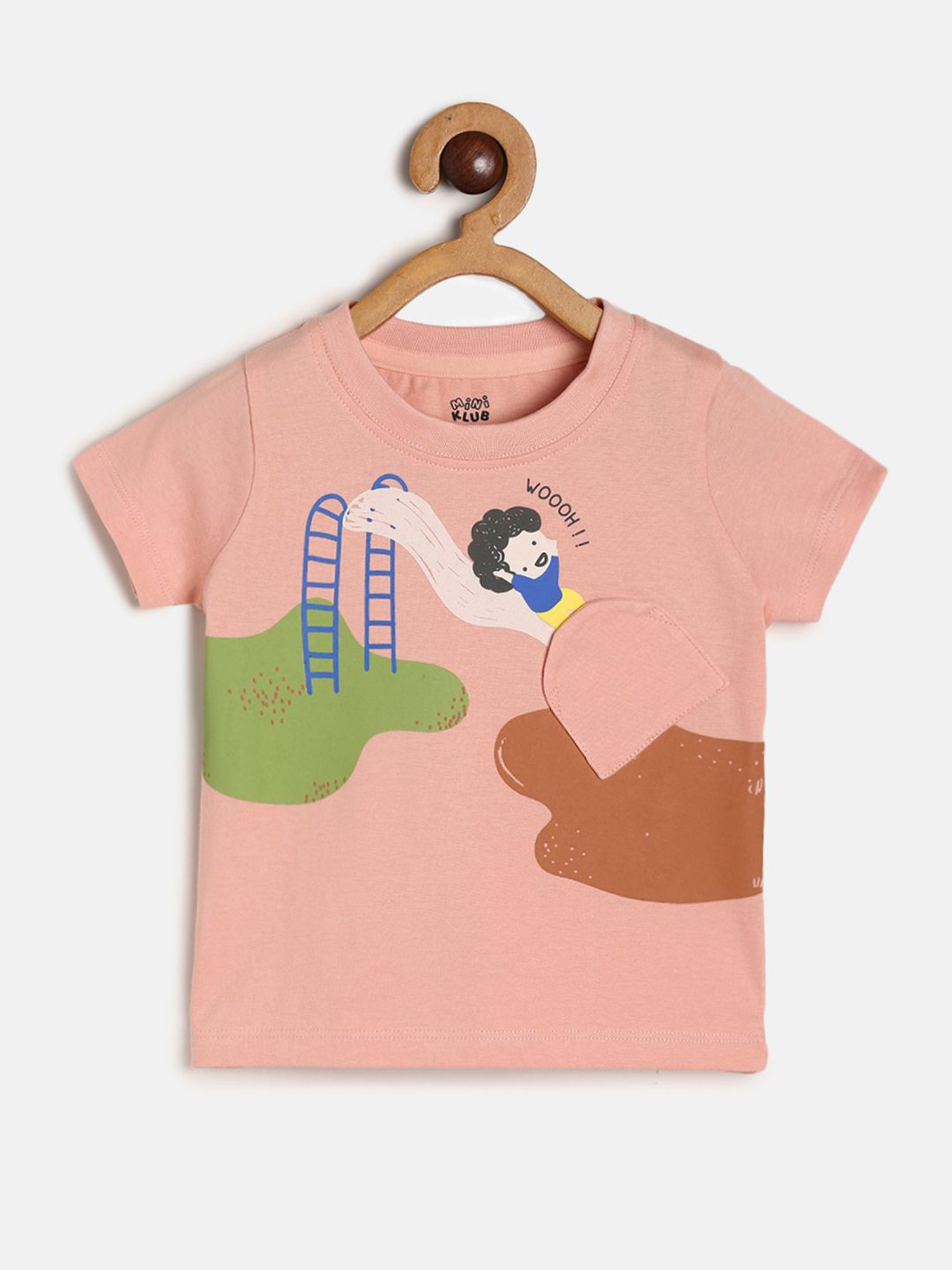 MINIKLUB Kids Peach Printed T-Shirt