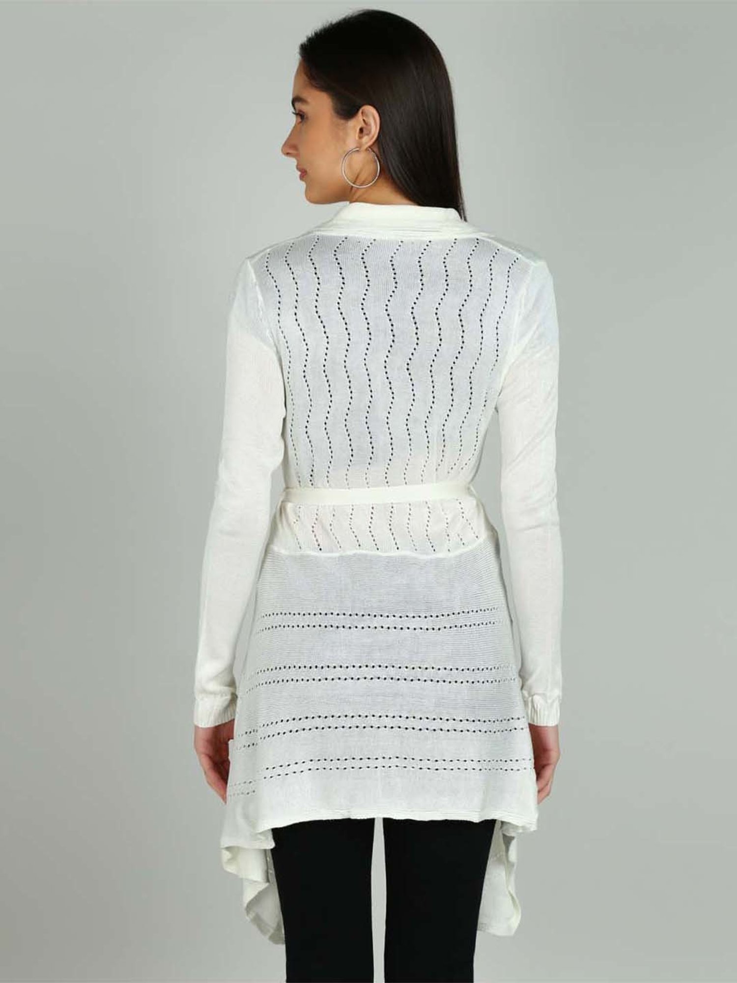 NEUDIS White Self Pattern Long Shrug