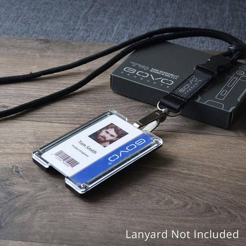 GOVO Badge Holder/Wallet - Durable ID Card Holder with Metal Clip and 4 Cards Slot (Holds 1-4 Cards) Black