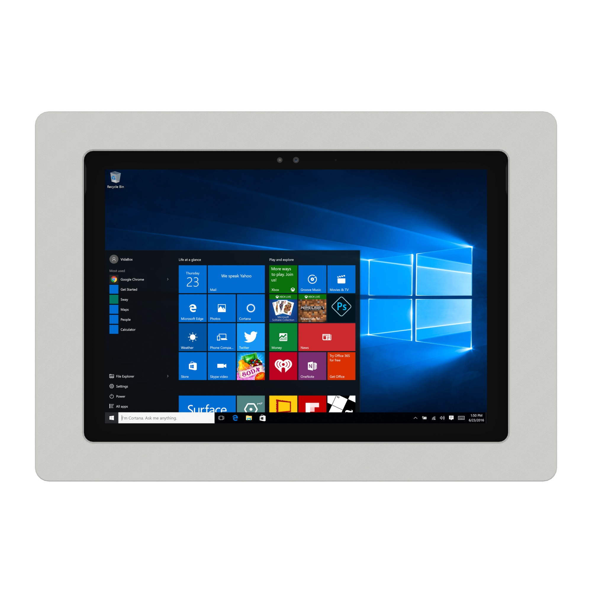 VidaMount Light Grey VESA Enclosure compatible with Microsoft Surface Pro 7+, Pro 7, Pro 6, Pro 5, Pro 4