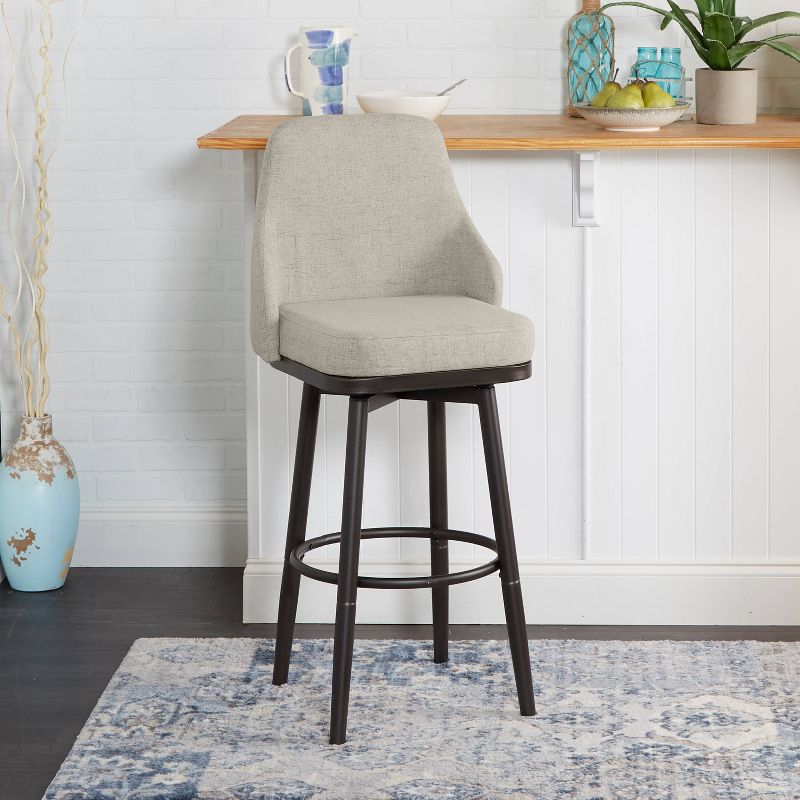 Adjustable Swivel Curved Barstool Linen Gray - Silverwood