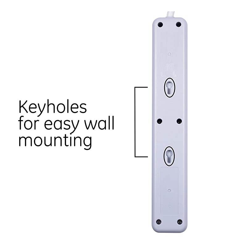 4 Outlet Total 10W/2.1A 2 USB Sur Protector, 3 Ft Long Extension Cord, for iPhone 11 Max/XS/XR/X/8, iPad Pro, Samsung Galaxy, Google Pixel, 560 Joules, UL Listed, White/Gray, 37212