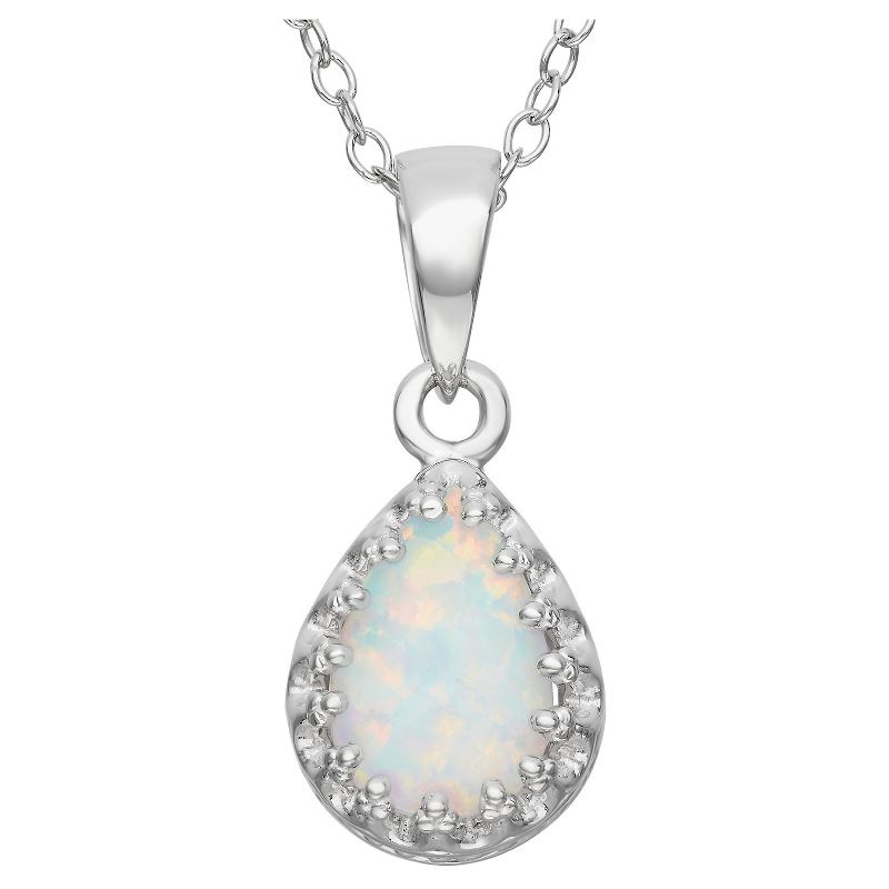 Pear-Cut Opal Crown Pendant in Sterling Silver