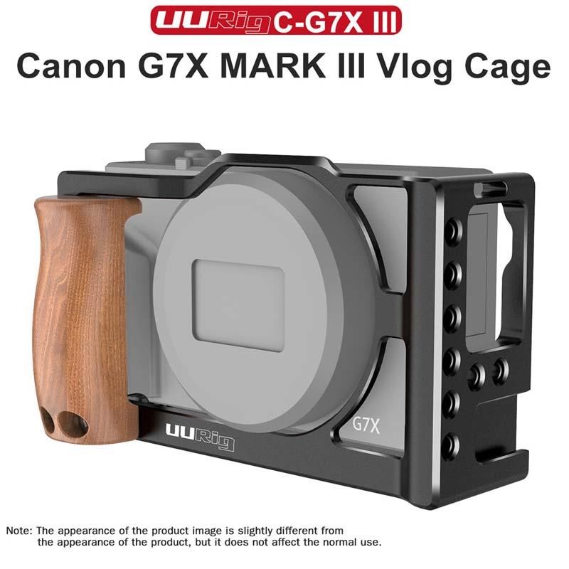 UURig Vlog Camera Cage With Wooden Handle Hand Grip Dual Cold Shoe Mount for Canon G7X Mark III Camera Accessories Case Rig