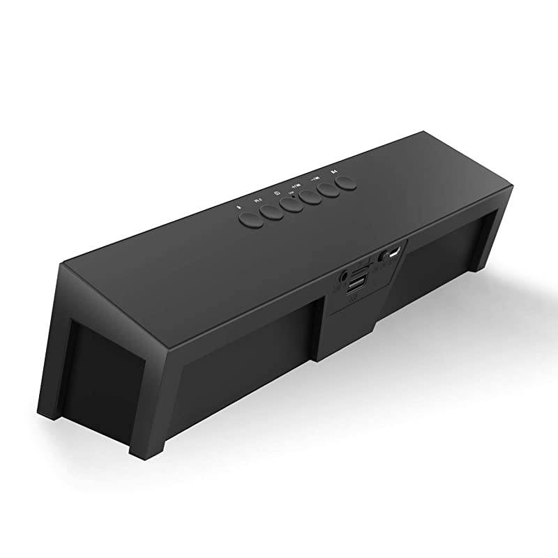 FM Radio Wireless Bluetooth Speaker Alarm Clock Portable Radio Speaker with Digital LED USB Rechargeable for Office Desk Home Bedroom Bedside Desktop Computer SDY019 Black