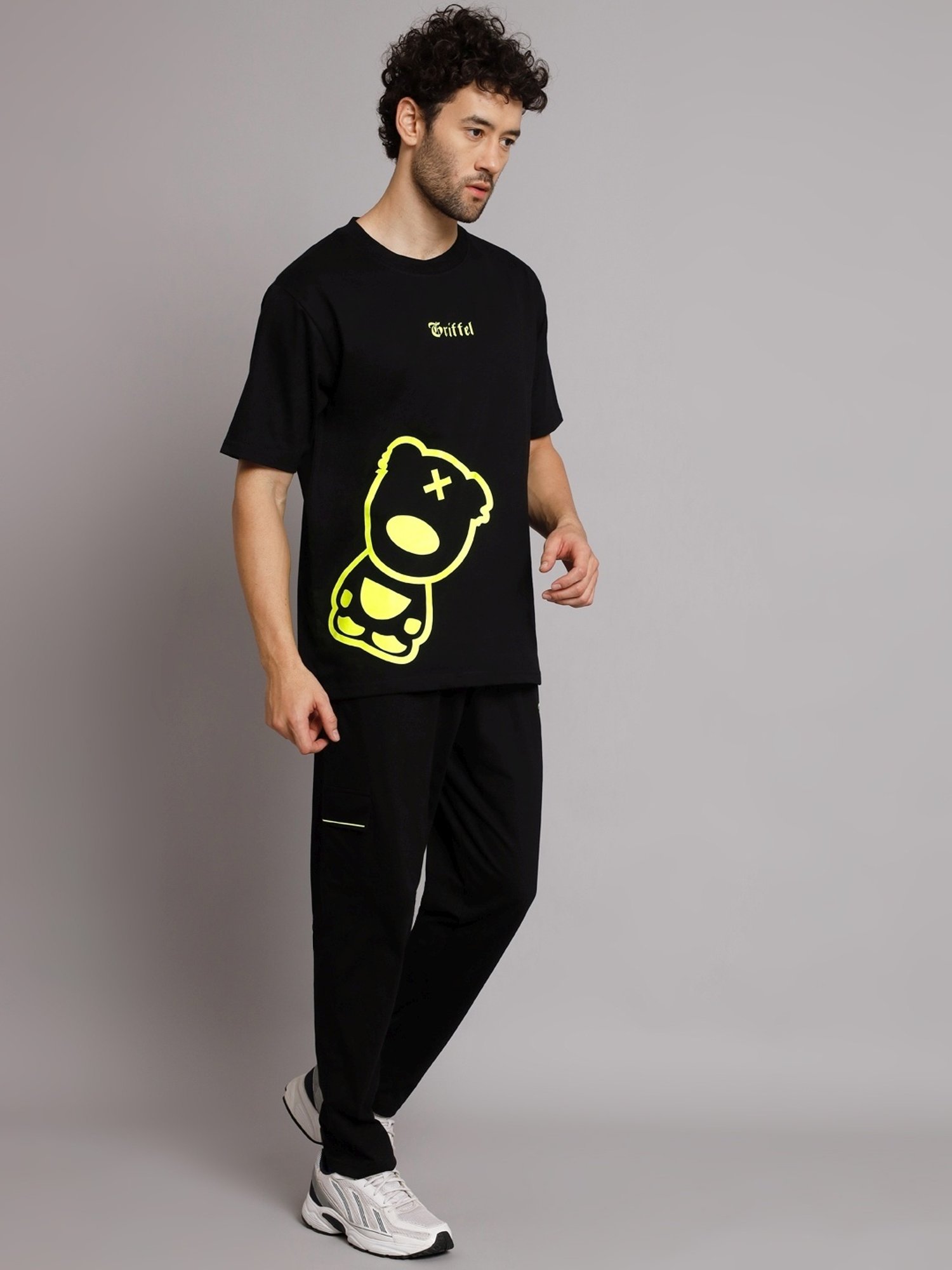 Griffel Black Cotton Loose Fit Printed Co-Ord Set