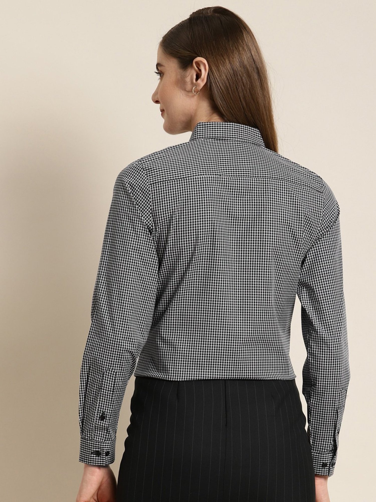 Hancock Grey Cotton Checks Shirt