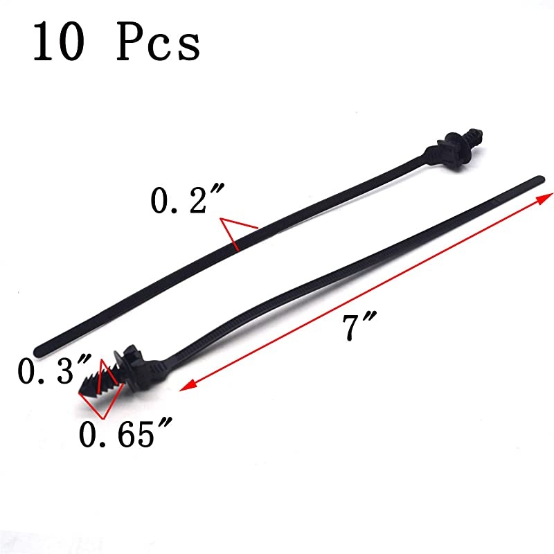 Fir Tree Push Mount Cable Ties 83quot x 02quot Heavy Duty Wire Ties with 80 Pounds Tensile Strength 03 x 032Inch Panel Hole Range Black 10Pack