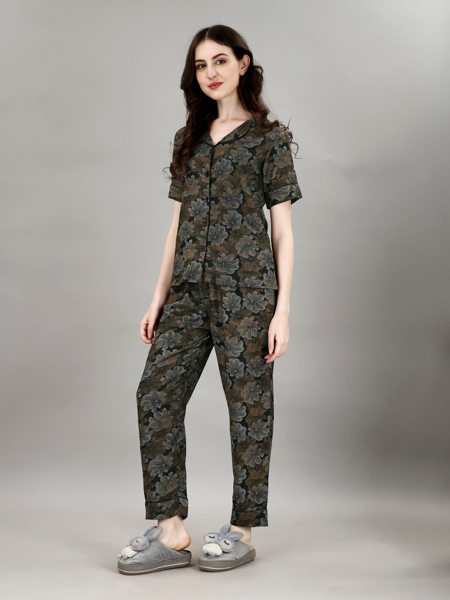 Smarty Pants Green Floral Print Shirt With Pyjamas