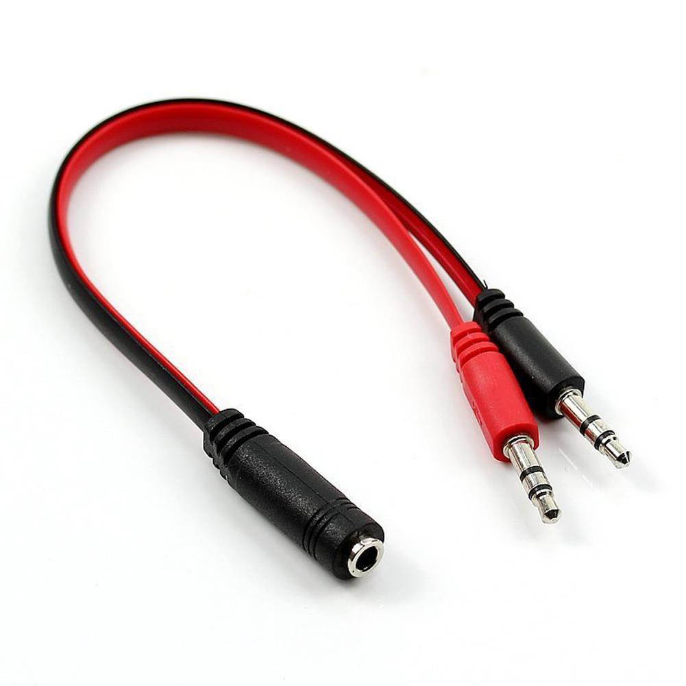 3.5mm Female to Dual Male Mic Audio Y Splitter Cable Extension Cord For PC