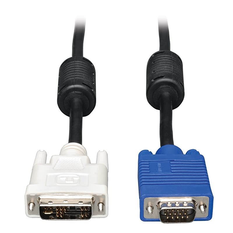 Display Cable DVI to VGA High Resolution Male Monitor Cable with RGB Coax (DVI-A M to HD15 M), 6-ft (P556-006)