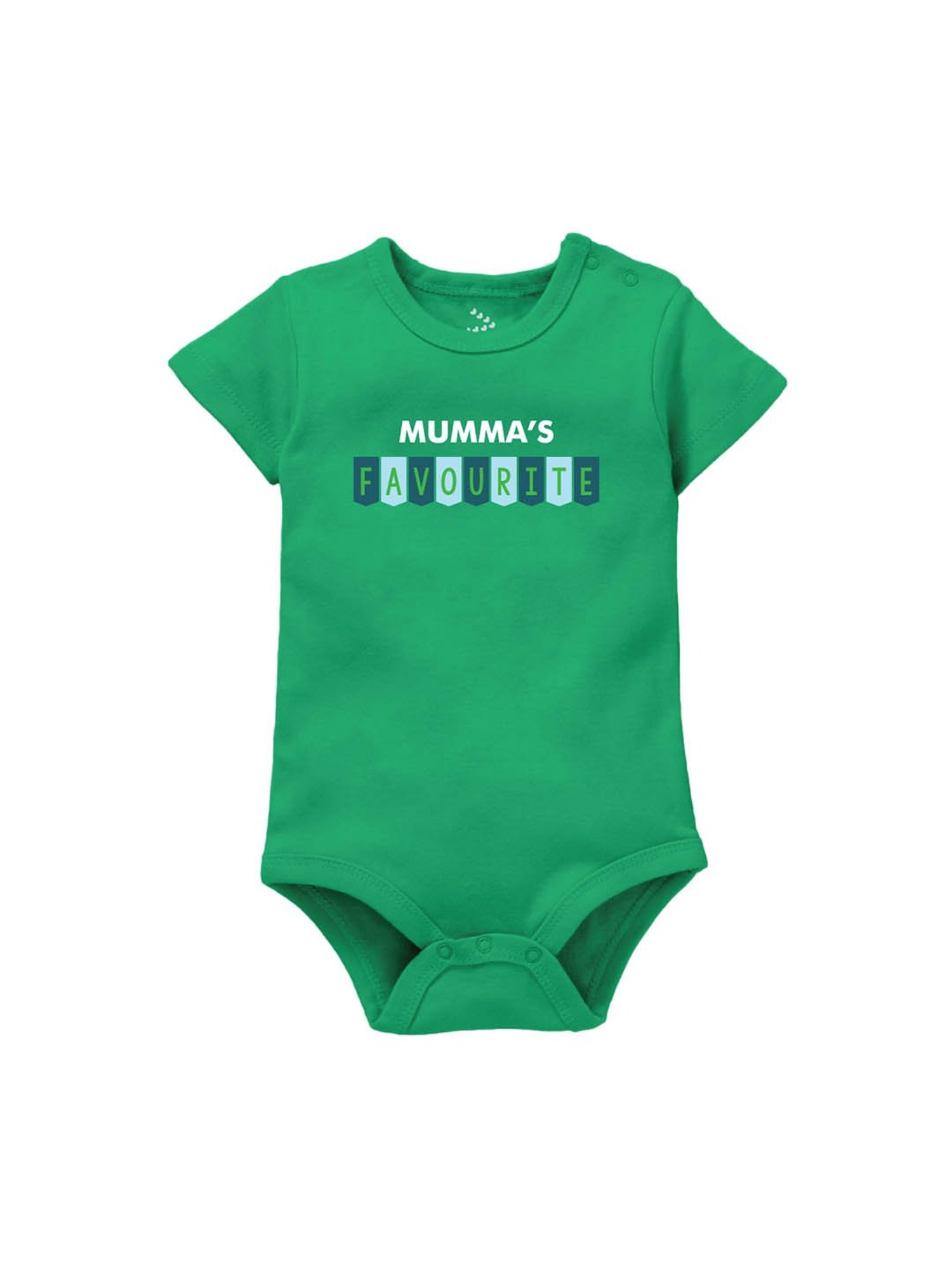 Zeezeezoo Kids Green Mumma's Favourite Printed Onesie