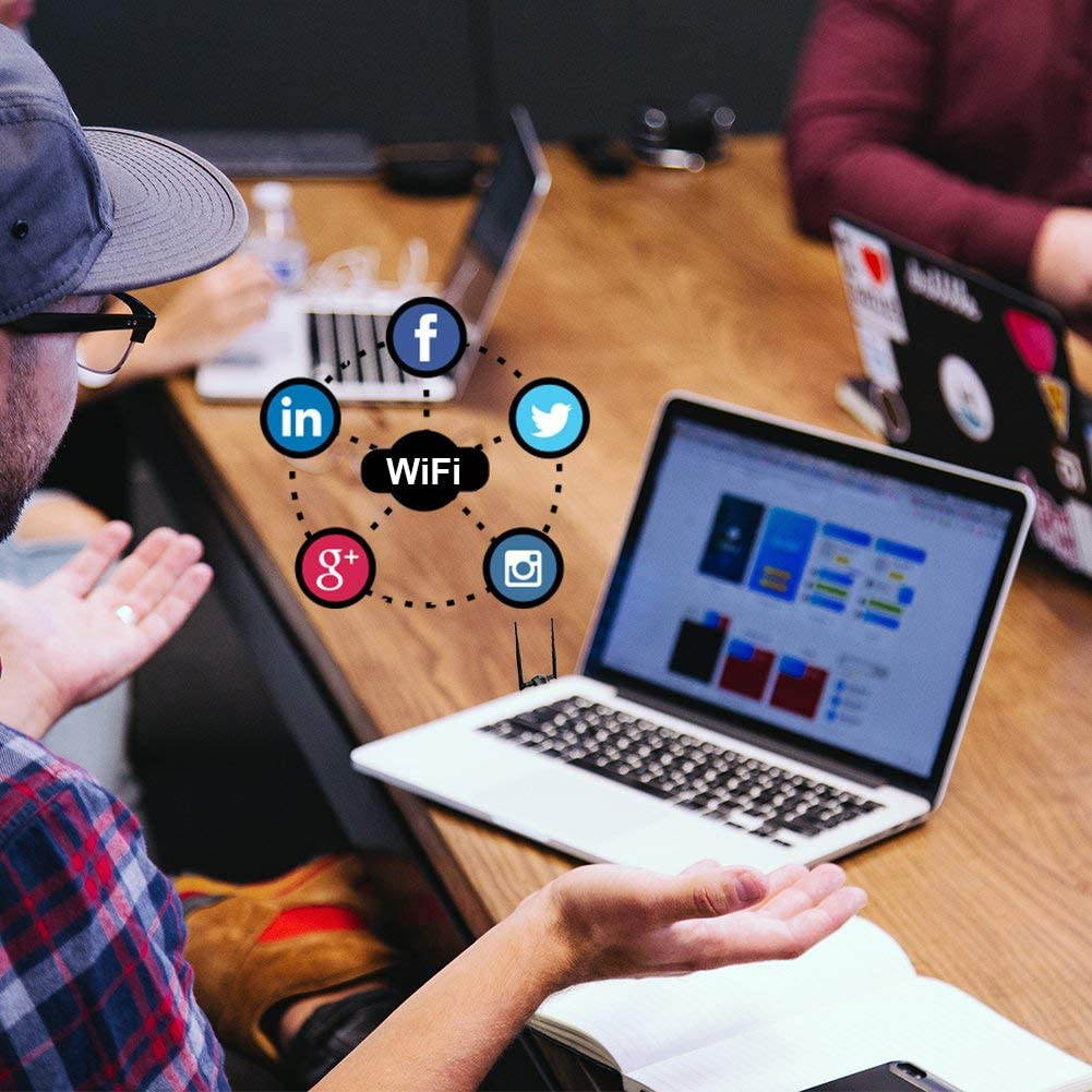 Wireless USB WiFi Adapter, 1200Mbps Dual Band 2.42GHz/300Mbps 5.8GHz/867Mbps High Gain Dual 5dBi Antennas Network WiFi USB 3.0 for Desktop Laptop with Windows 10/8/7/XP, Mac OS X