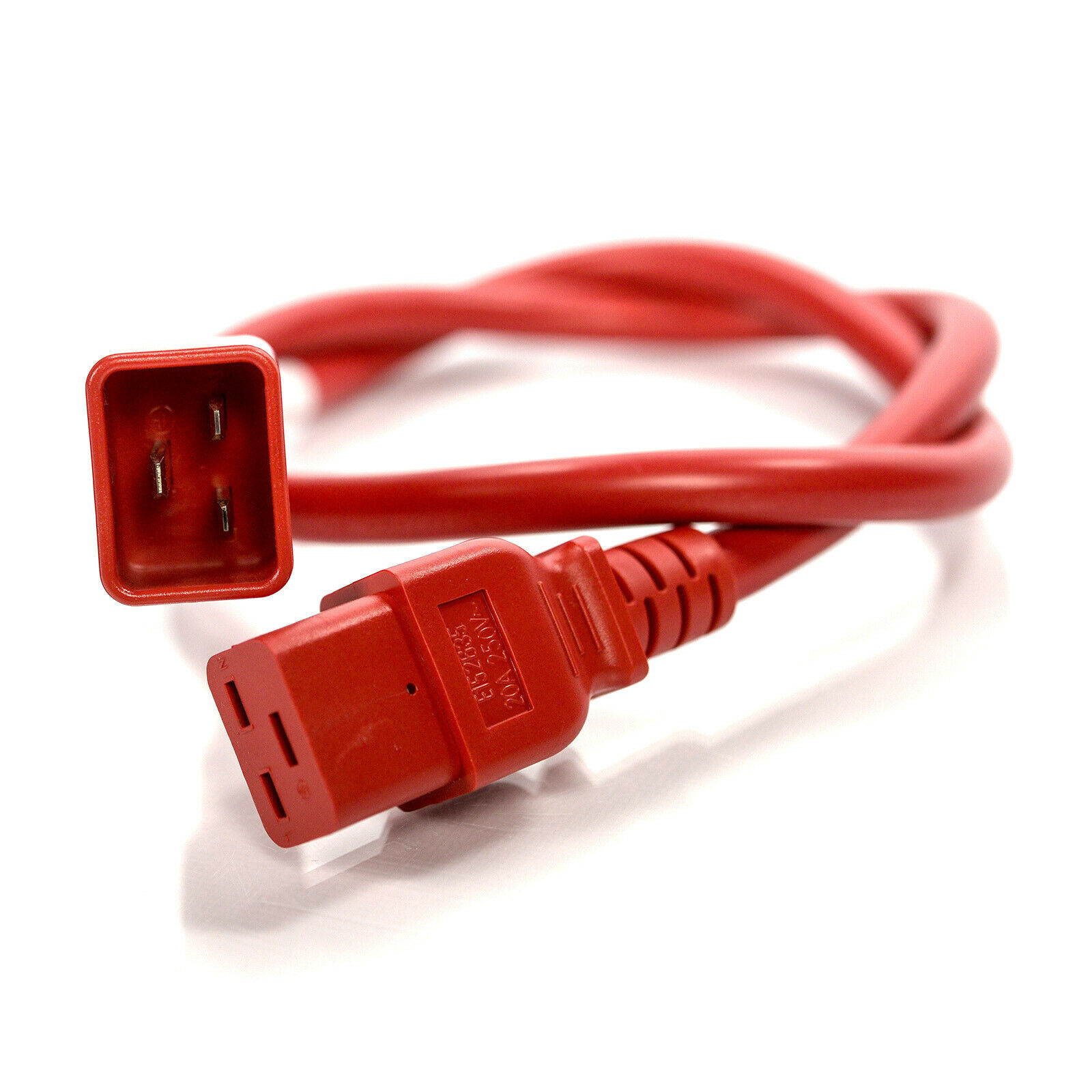 StayOnline C20 Plug to C19 Connector 20a/250v PFC2012E36R 3 ft Red AC Power Cord