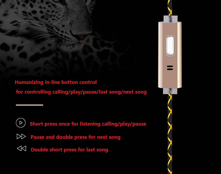 High level metal earphone with microphone HI-FI stereo sound bass sound high quality 3.5mm plug pink color