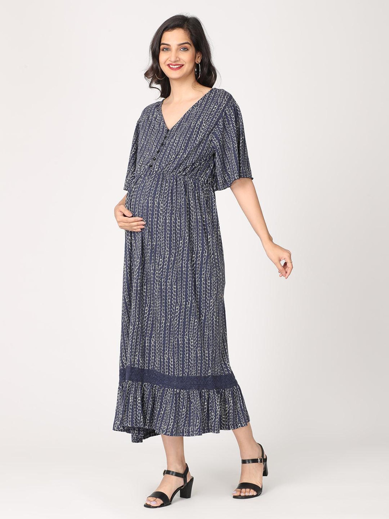 The Mom Store Navy Printed Maternity Dress