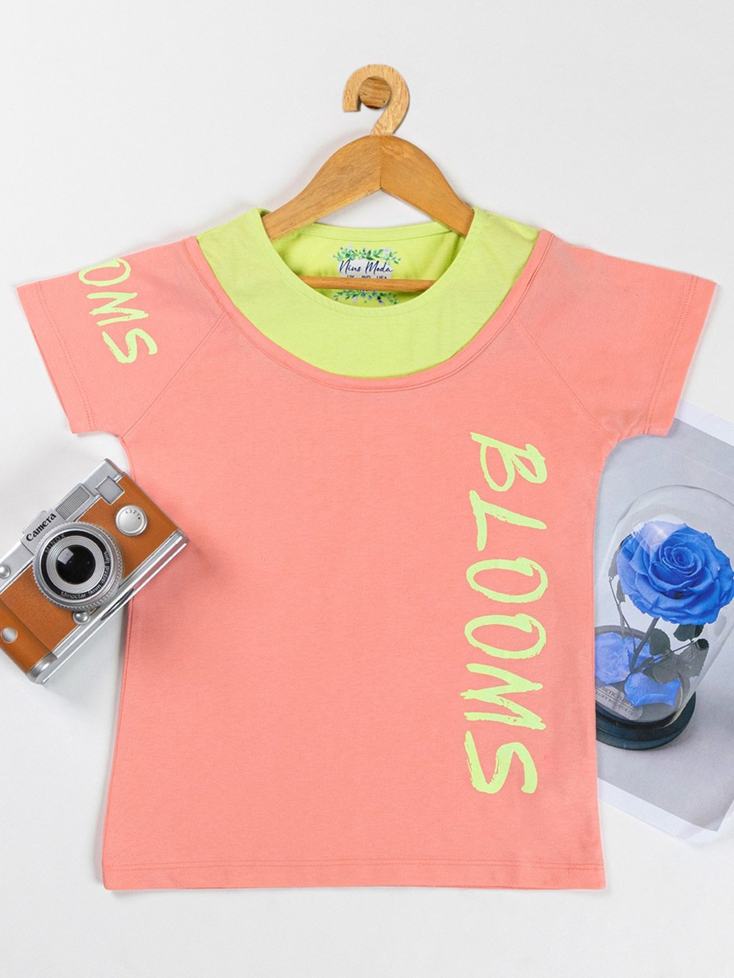 NINS MODA Kids Peach Printed Top