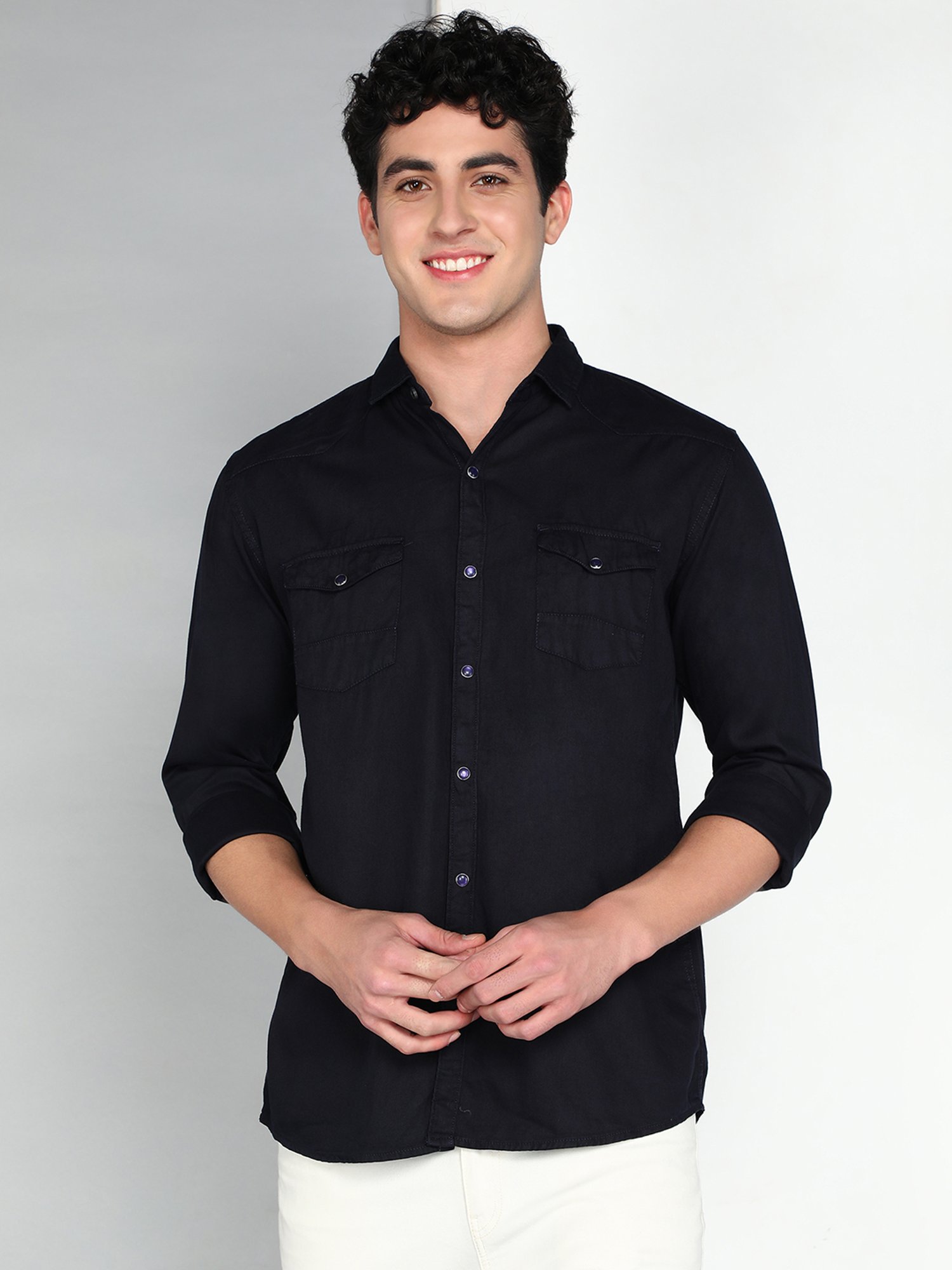 Kuons Avenue Dark Indigo Slim Fit Shirt