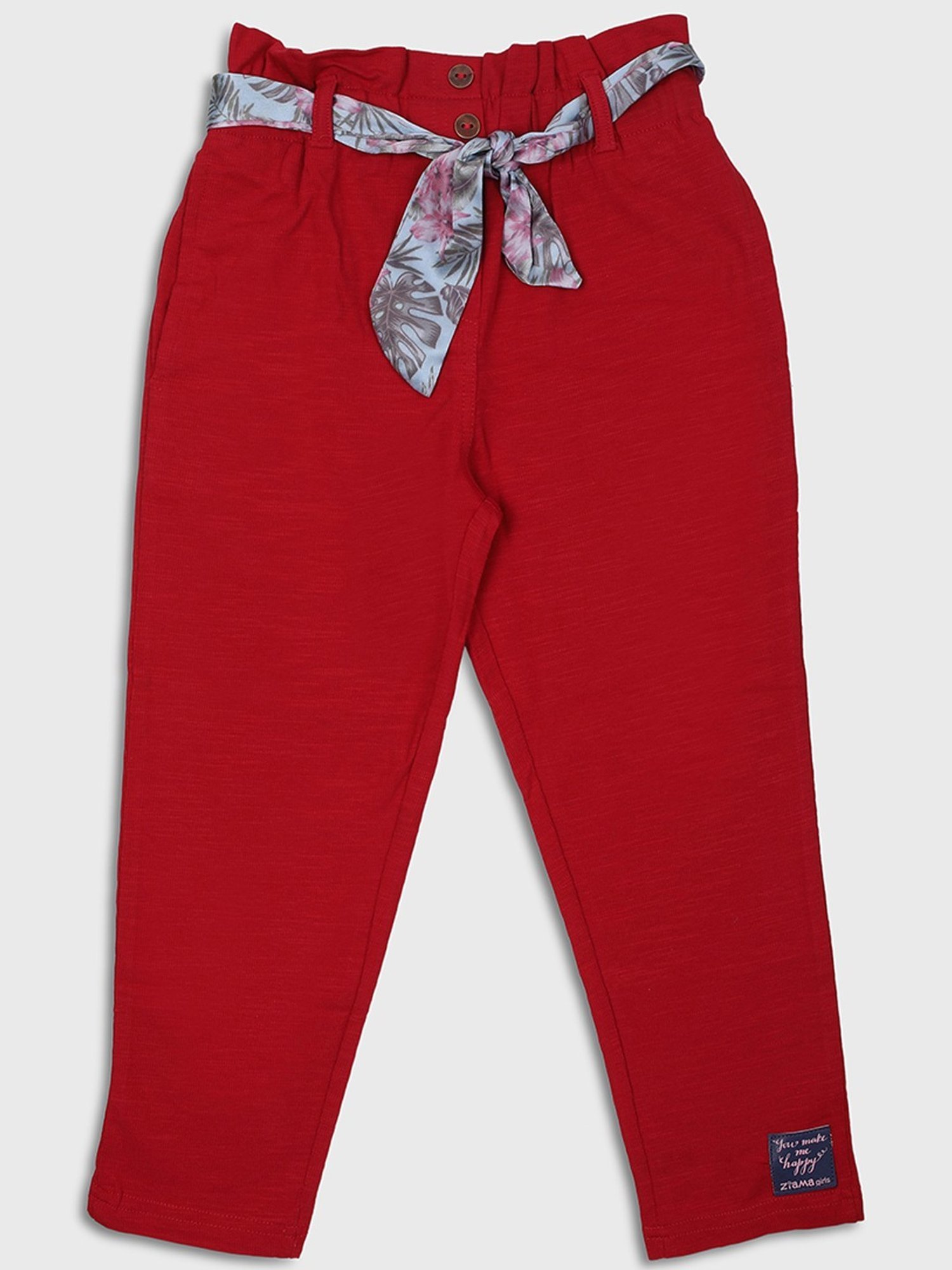 ZIAMA Girls Red Applique Capri
