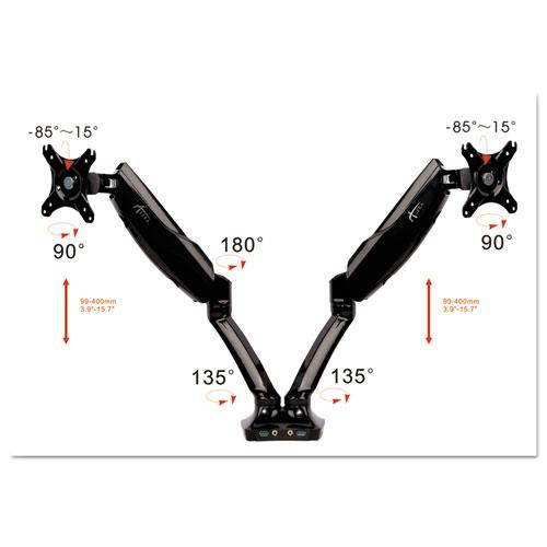 Alera AdaptivErgo Heavy-Duty Articulating Dual Monitor Arm USB/ Audio 30" Blk