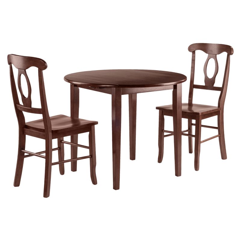 3pc Clayton Drop Leaf Dining Sets with 2 Keyhole Back Chairs Walnut - Winsome