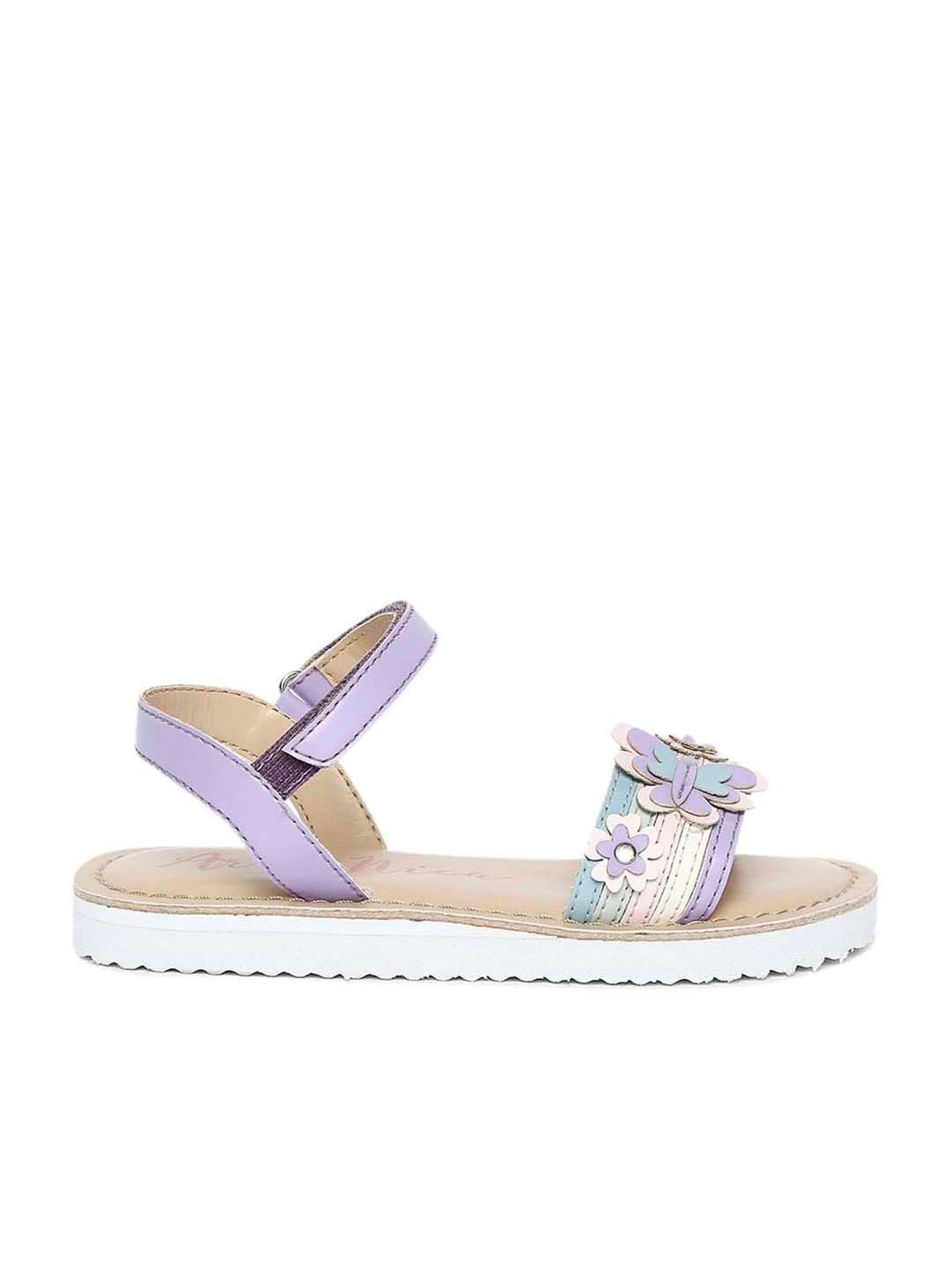 Aria Nica Kid's Floral Lavender & Pink Ankle Strap Sandals