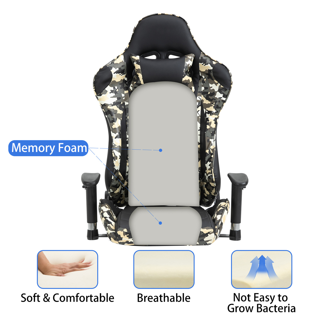 Labradores Gaming Chair Office Chair PC Chair with Massage Lumbar Support, Racing Style PU Leather High Back Adjustable Swivel Task Chair with Footrest (Black&Red)