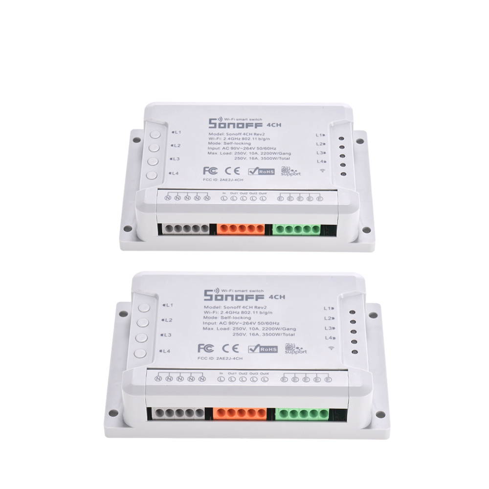 Sonoff 4CH R2 Wifi Light Smart Switch 4 Gangs 4 Channels Electronic Switch iOS Android APP Control Compatible With Google Alexa Google Home