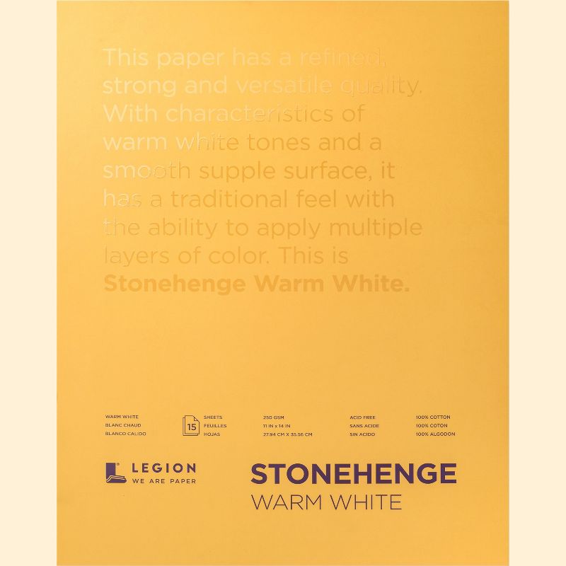 Stonehenge Paper Pad 11"X14" 15 Sheets/Pkg-Warm White 90lb