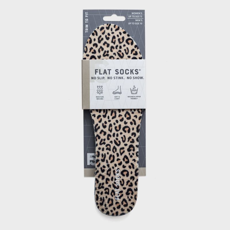 FLAT SOCKS Terry No Show Cushioned Socks - Leopard