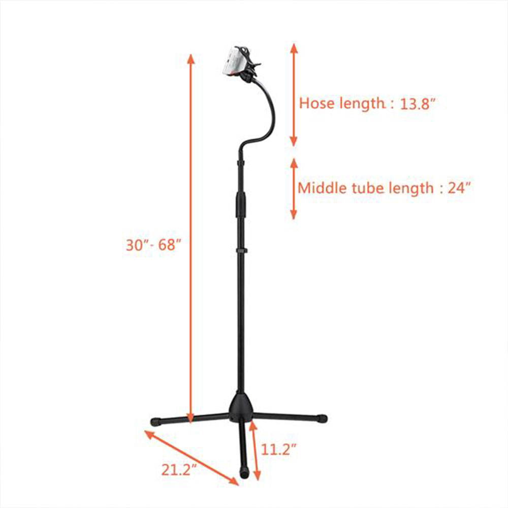 Cell Phone Stand Adjustable Height & Angle Phone Holder Flexible Long Arm Headboard Bedside Lazy Bracket Side Clamps Extend 4.3 Inch Suit For Live Broadcast, Online Class, Face Time, Zoom Meeting, Vid