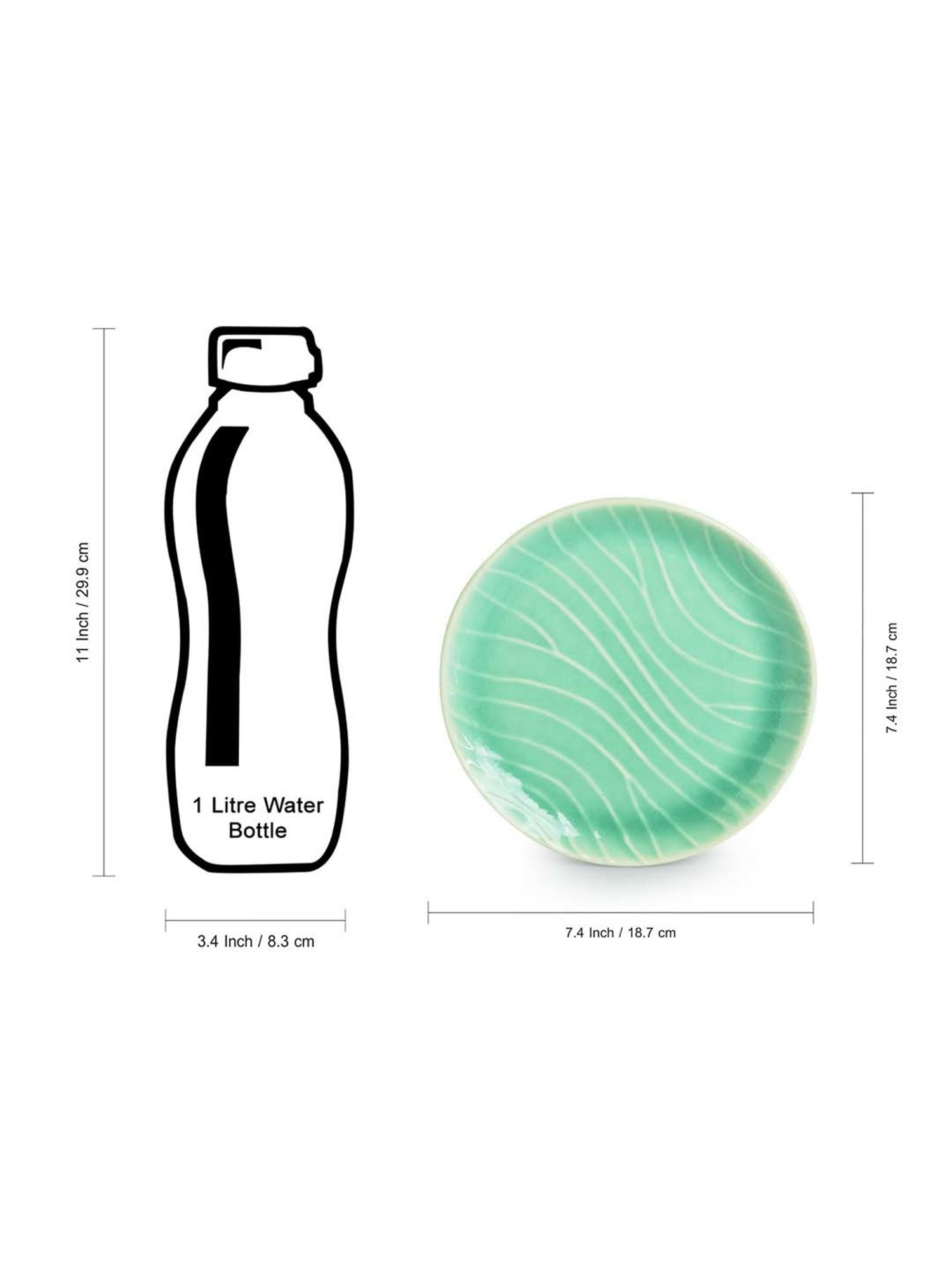 ExclusiveLane Sea Green Ceramic Hand Glazed Microwave Safe Side Plates - Set of 2