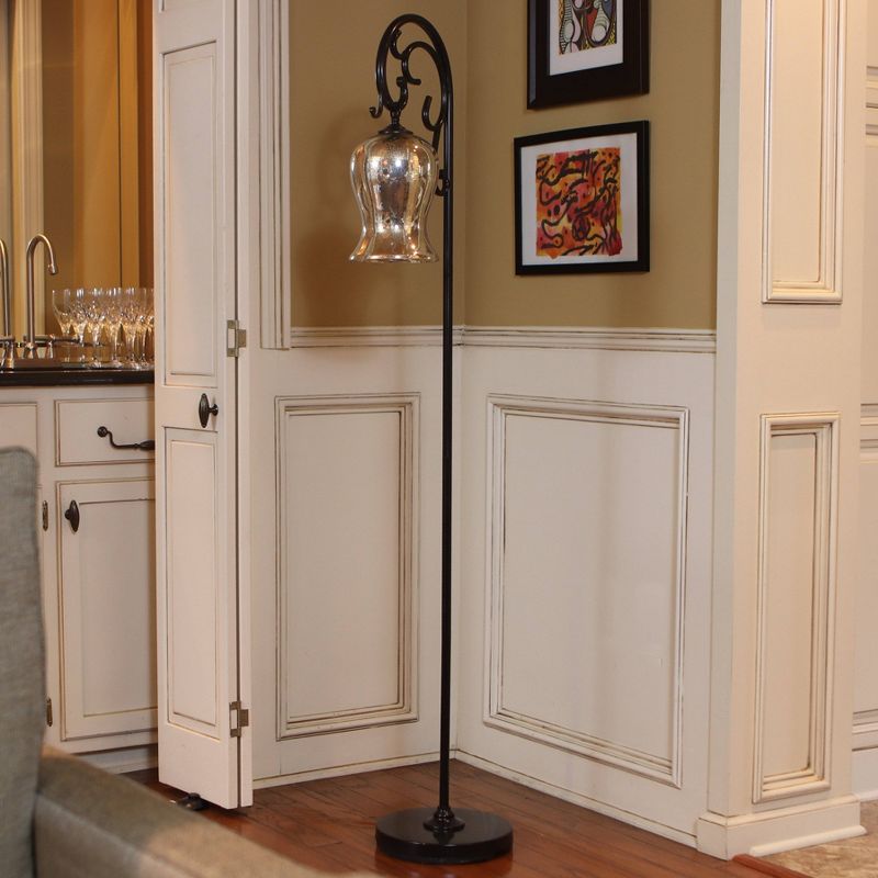 64" Textured Floor Lamp with Mercury Glass Shade Bronze - J.Hunt
