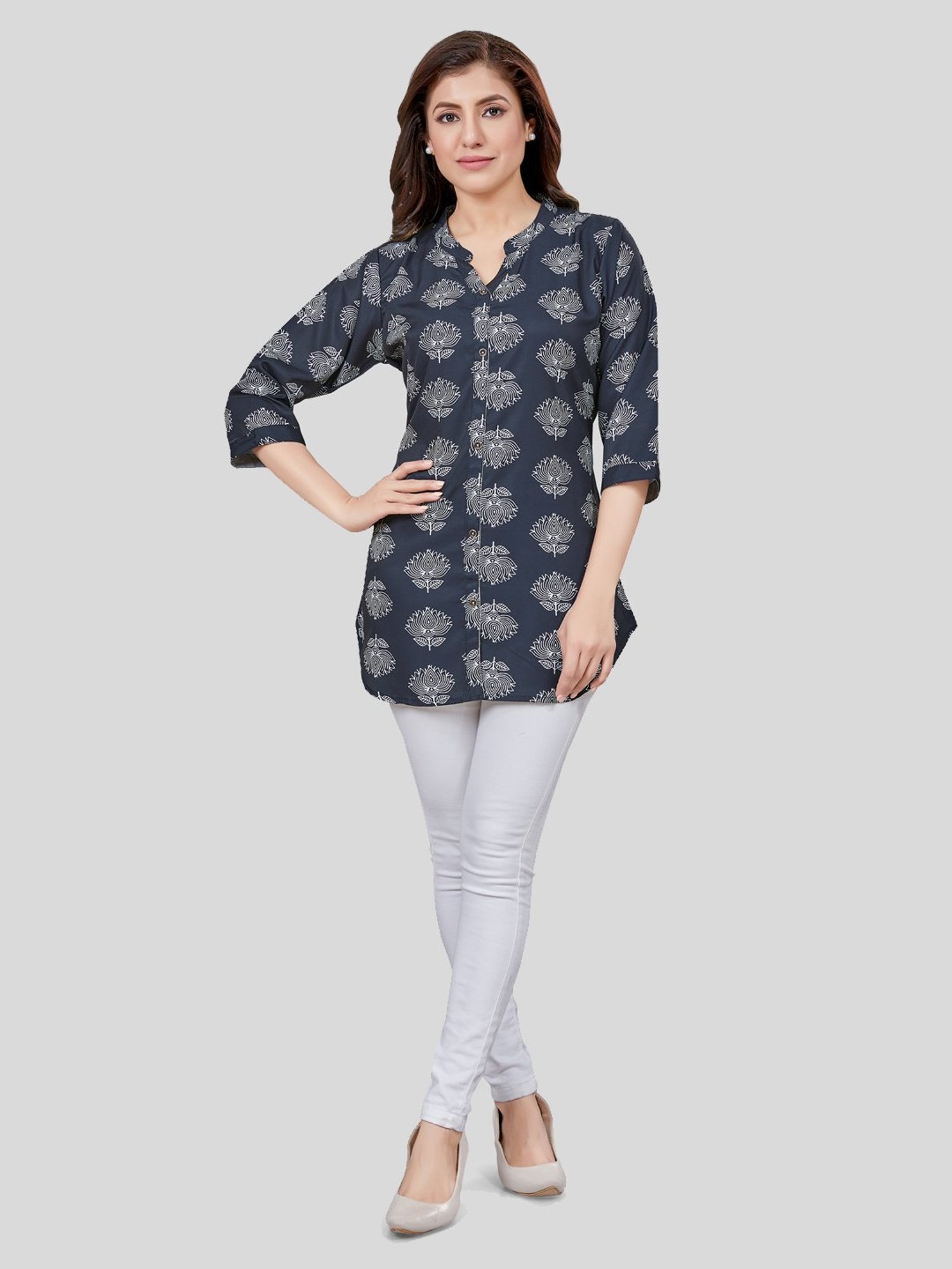 Saree Swarg Black Printed A Line Kurti