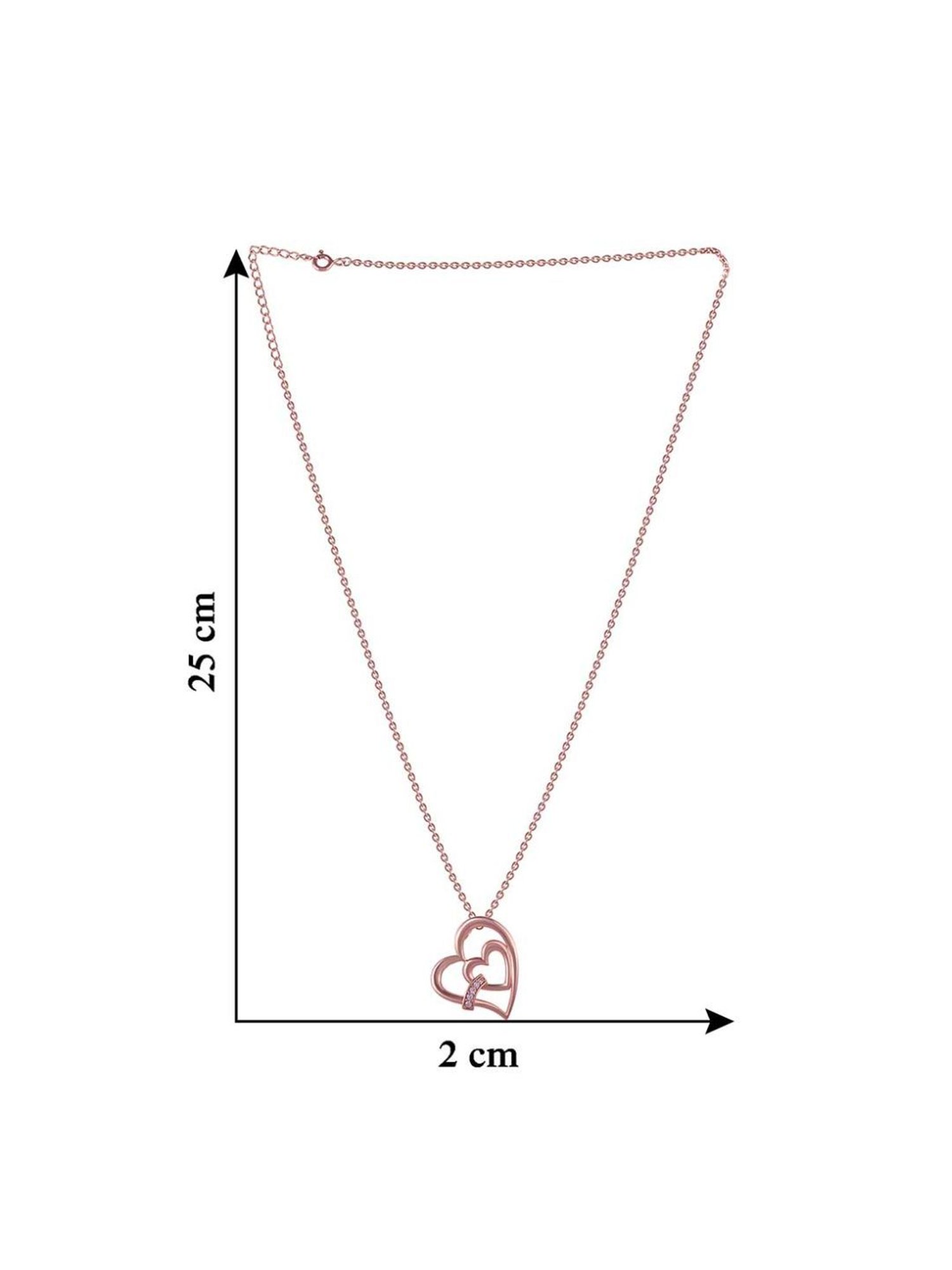 Rihi by P.C. Chandra Jewellers 925 Silver Rose Gold Heart Chain Pendant for Women & Girls