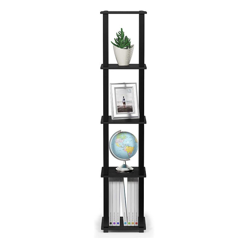 Furinno Turn-N-Tube 5 Tier Wooden PVC Corner Display Shelf and Bookcase for Living Room, Dining Room, Bedroom, and Office Spaces, Americano Black