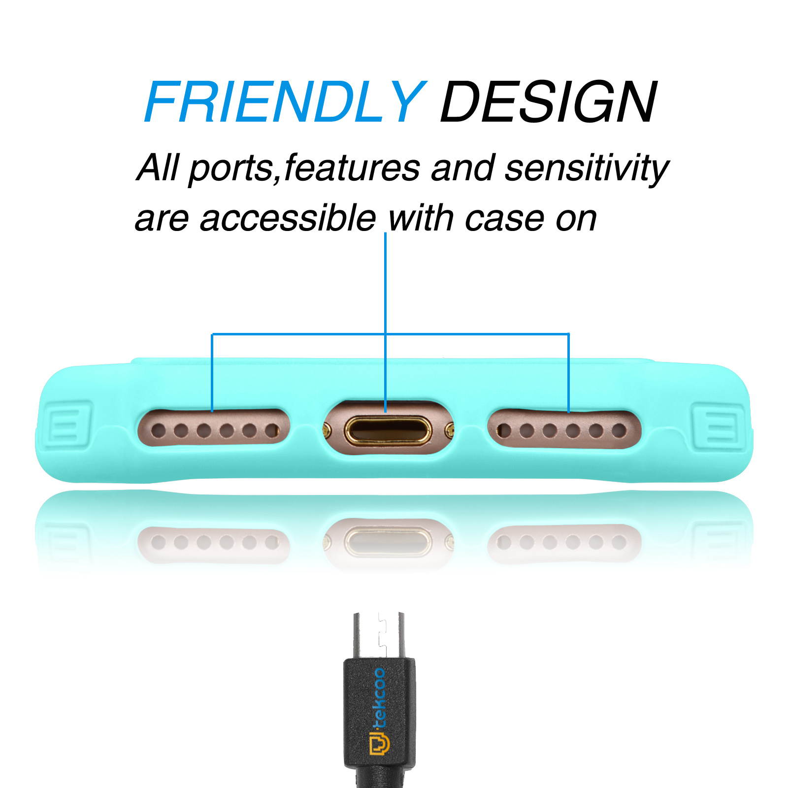 Tekcoo for iPhone 8 Case/iPhone 7 Cute Case, [Tmajor] Shock Absorbing Cases [Blue] Hybrid Bumper Sturdy Defender Rugged Cases Cover Plastic Outer & Rubber Silicone Inner