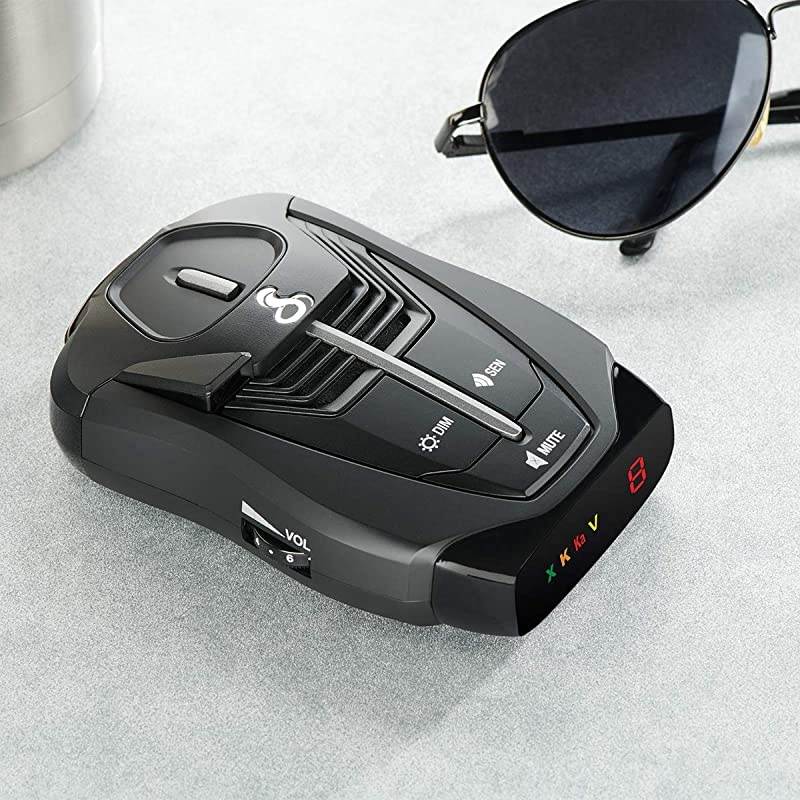 RAD 380 Laser Radar Detector Long Range Detection LaserEye Front and Rear Detection IVT Filtering Updateable Software Adjustable Sensitivity Digital Signal Processing Black
