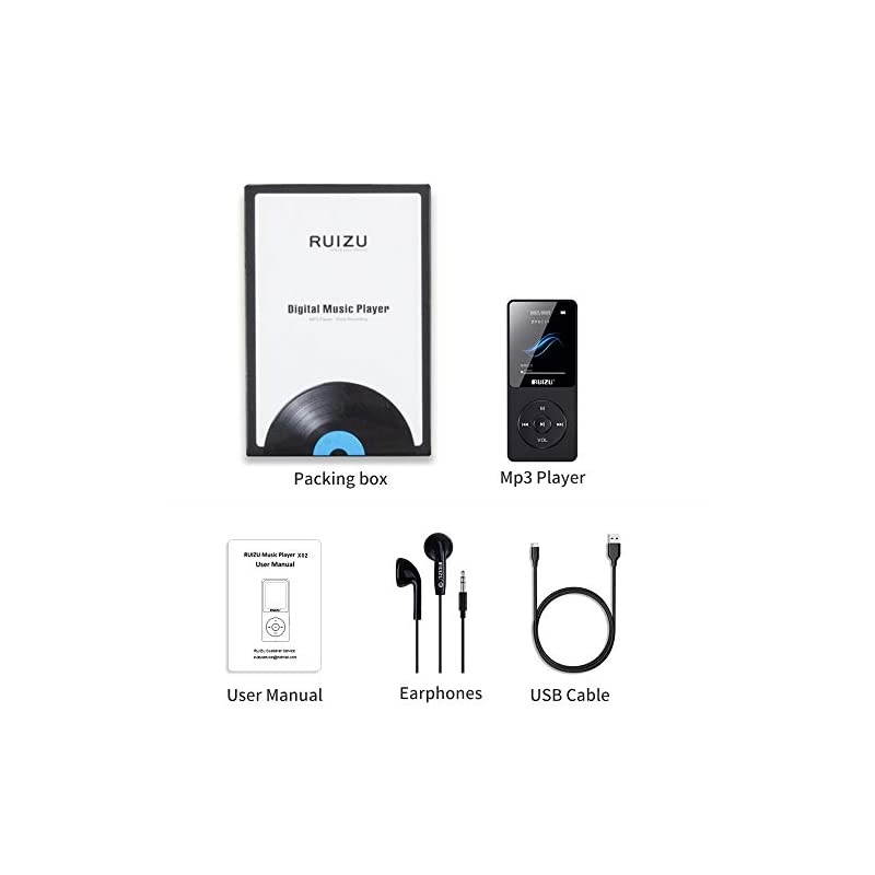 Mp3 Player, X02 16GB Ultra Slim Music Player,Long Battery Life Mp3 with FM Radio, Voice Recorder, Video Play, Text Reading, 80 Hours Playback and Expandable Up to 128 GB (Black)