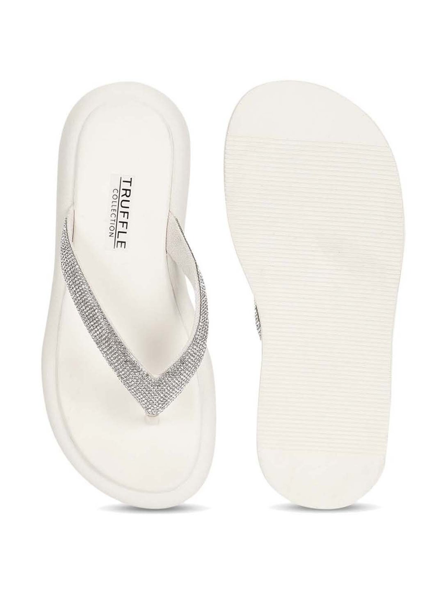 Truffle Collection Women's Off White Thong Sandals