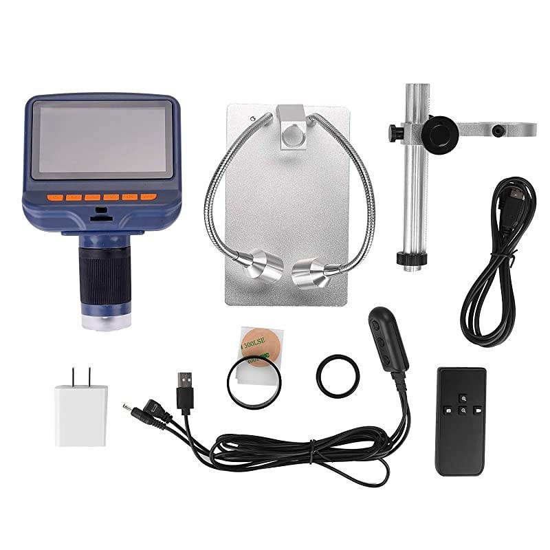 4.3 inch Digital USB Microscope 220X Magnification with Remove Control & 2 Fill Light,1080P LCD Screen Camera Video Recorder for Electronics Repair Circuit Board Soldering Coin