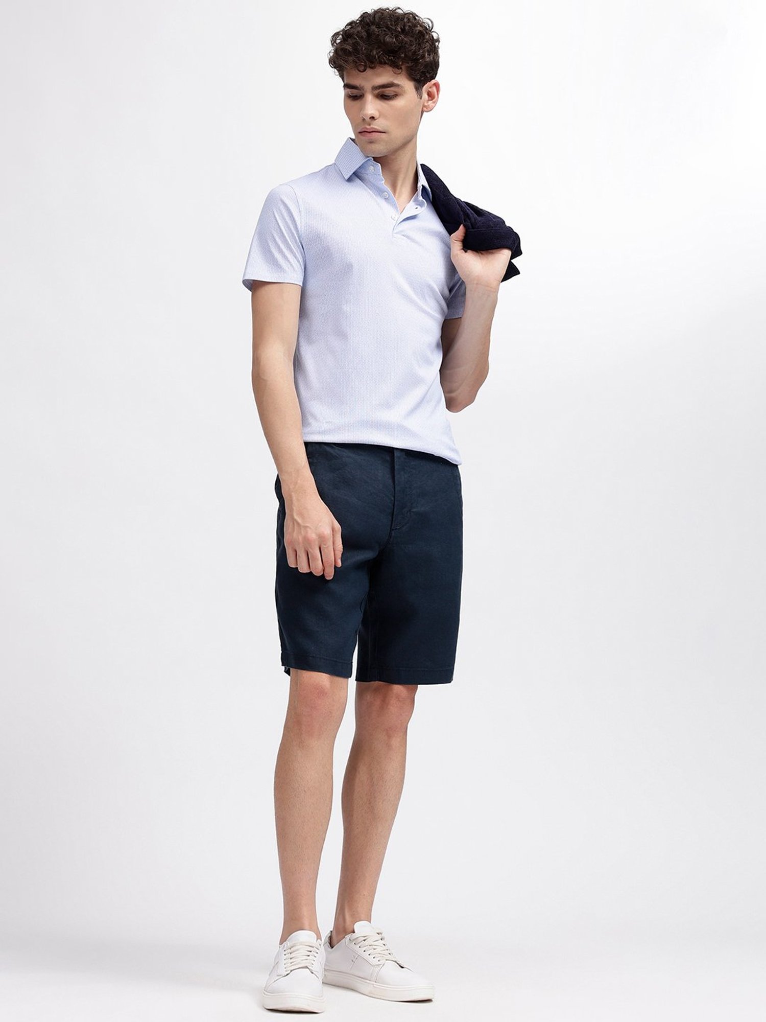 Bruun & Stengade Navy Regular Fit Linen Shorts