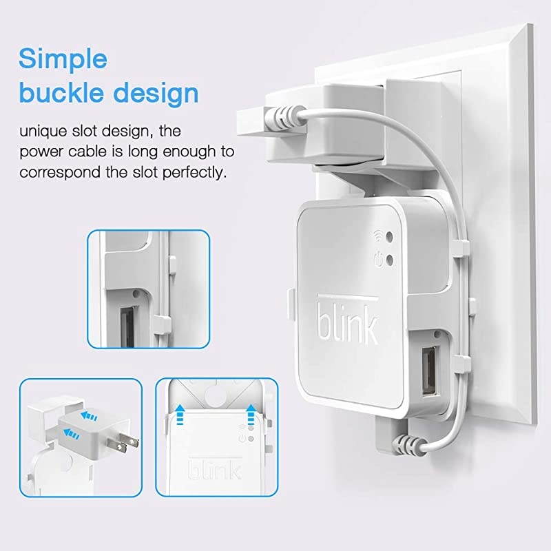 Outlet Wall Mount Hanger Holder Stand for Blink Sync Module,Bracket Holder for Blink XT Blink XT2 Outdoor and Indoor Security Camera with Easy Mount and No Messy Wires or Screws(2 Pack,White)