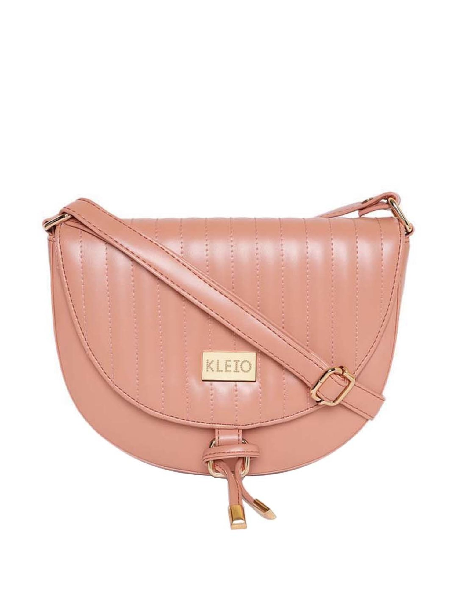 KLEIO Pink Quilted Medium Sling Handbag