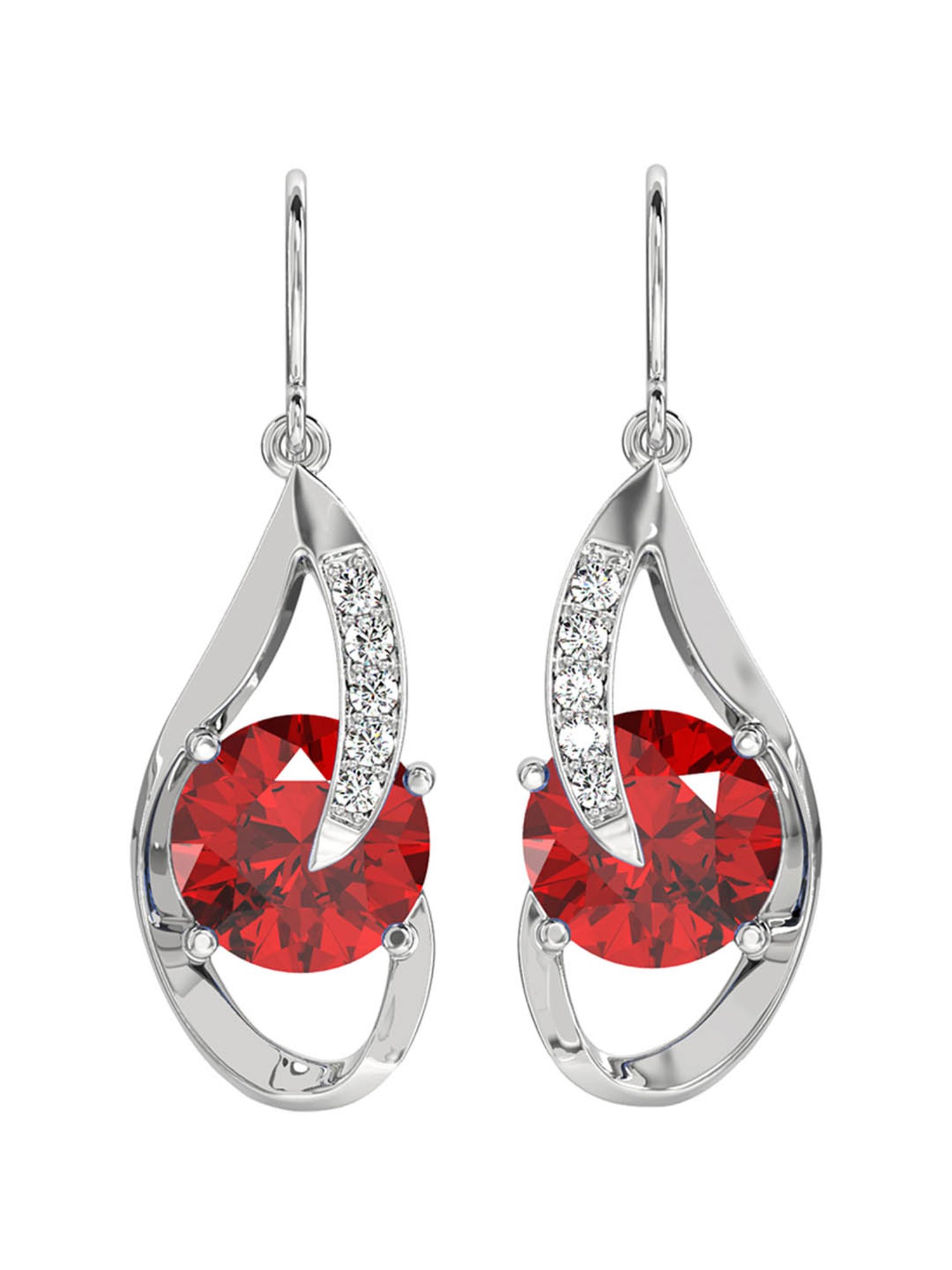 Clara 92.5 Sterling Silver Swiss Zirconia Blood Red Eye Drop Earrings