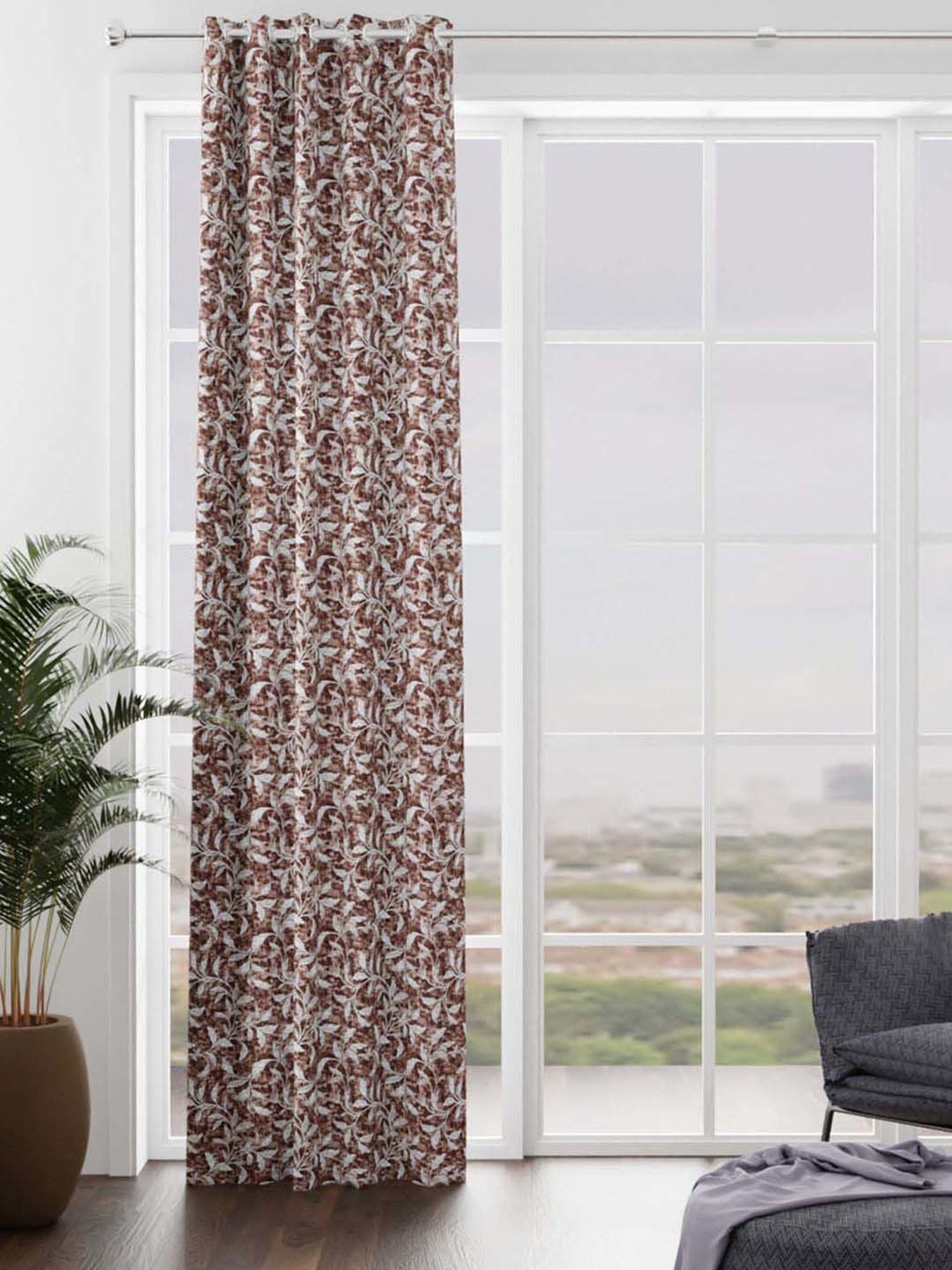 Bianca VILLA C`ESTA Brown Faux Silk 7 Ft. Door Curtain